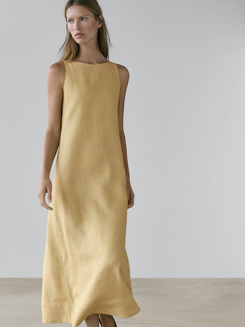 Linen halter midi dress