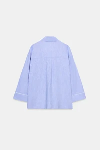 LINEN BLOUSE WITH CONTRAST PIPING