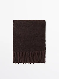 Fringed alpaca and wool blend scarf