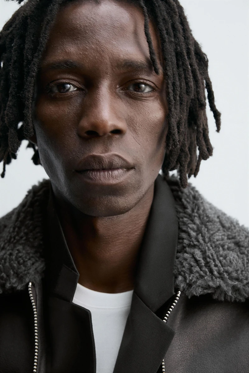 DOUBLE FACED FAUX LEATHER JACKET