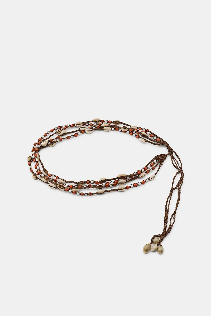 SHELL AND BEAD CORD BELT