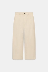 STRIPED LINEN-BLEND ZW COLLECTION PANTS