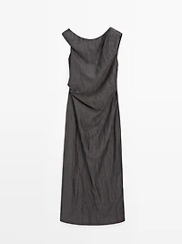 Midi dress with pleated shoulder detail