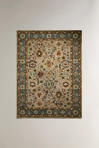 TAPIS LAINE IMPRIMÉ FLEURS SYMÉTRIQUES