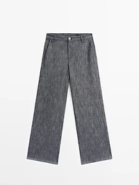 Mid-rise wide-leg trousers
