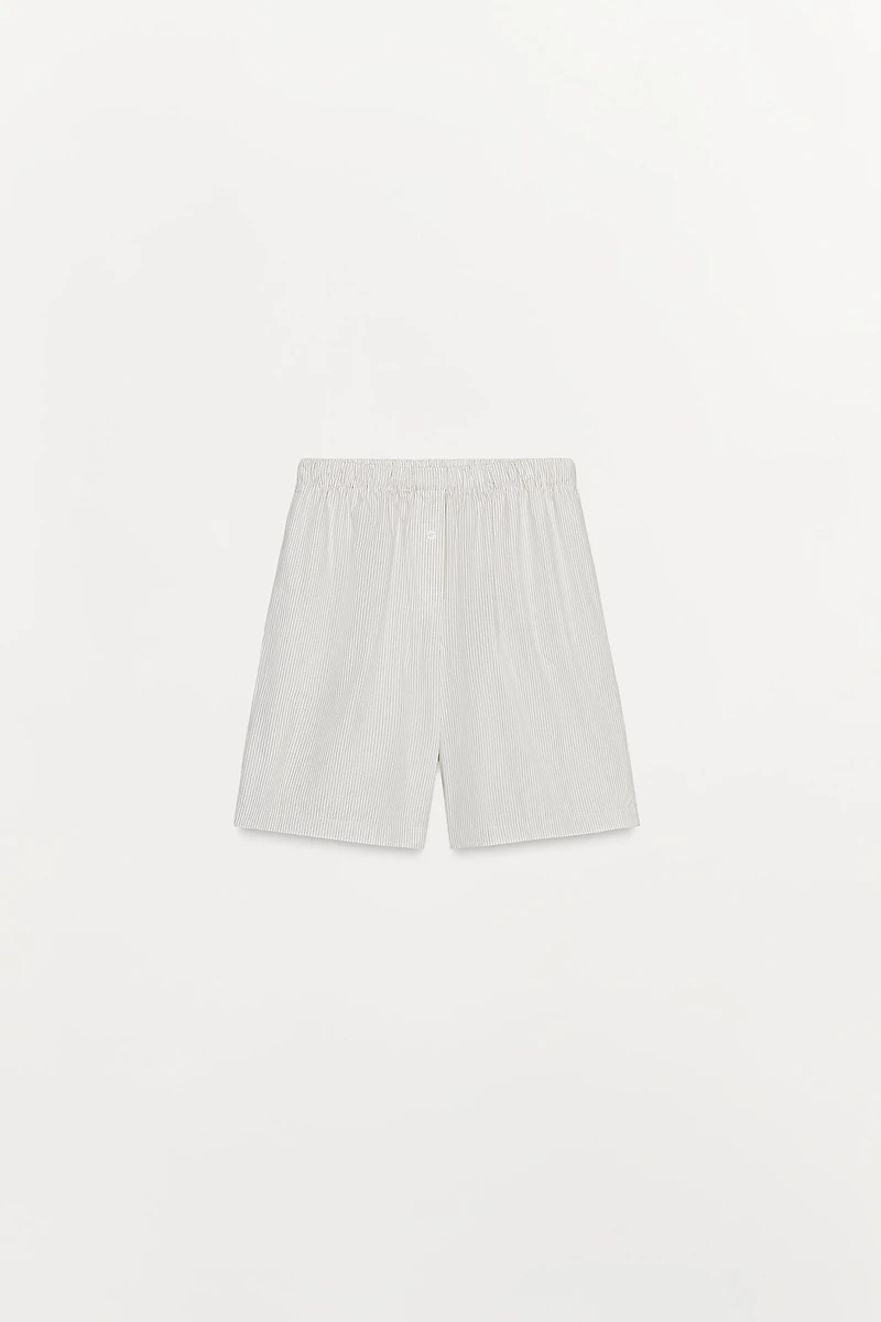 STRIPED POPLIN BERMUDA SHORTS
