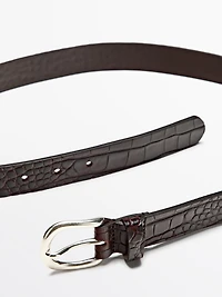 Embossed nappa leather belt