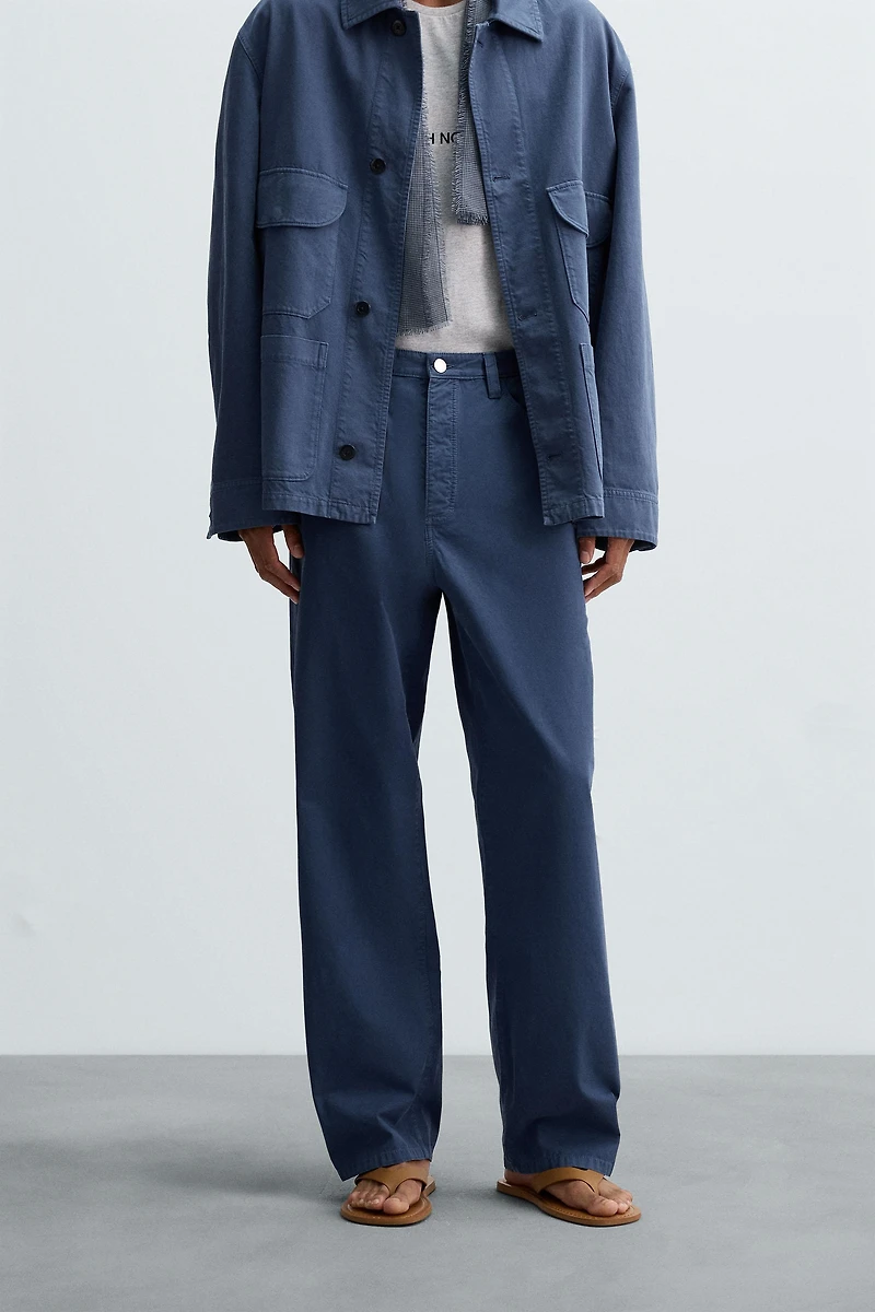 WASHED STRAIGHT FIT PANTS