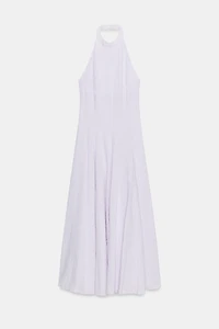 GINGHAM HALTER VOLUMINOUS DRESS