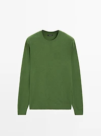 Wool blend crew neck knit sweater