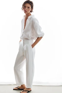 PLEATED CUFFED HEM PANTS