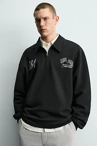SWEAT COL ZIPPÉ INSCRIPTIONS