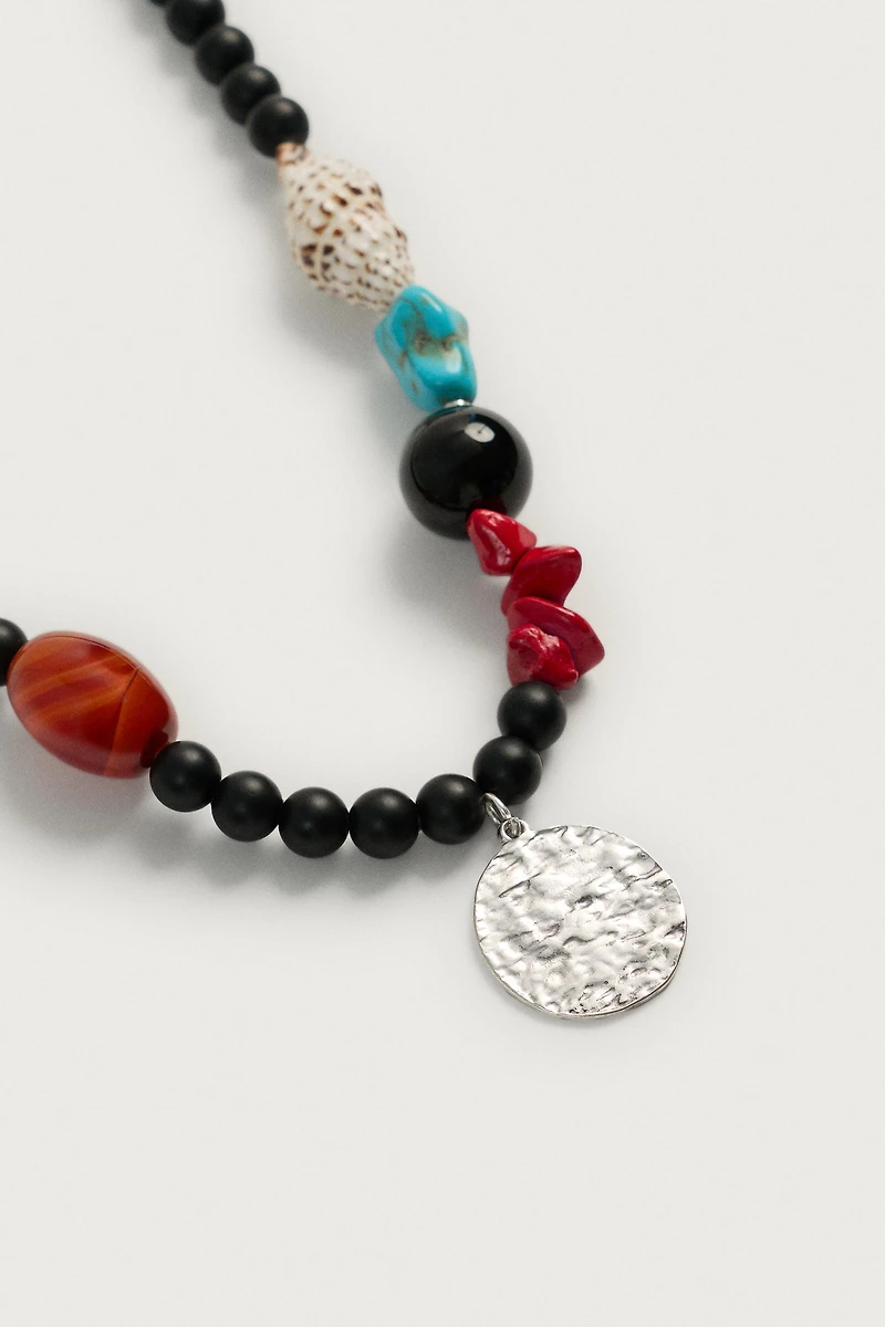 MIXED BEAD AND SHELL NECKLACE