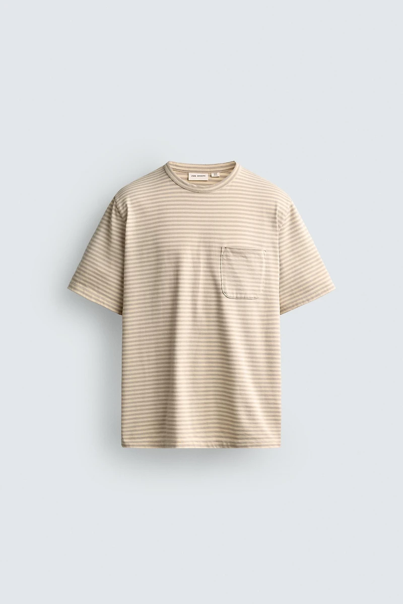 STRIPED JACQUARD POCKET T-SHIRT