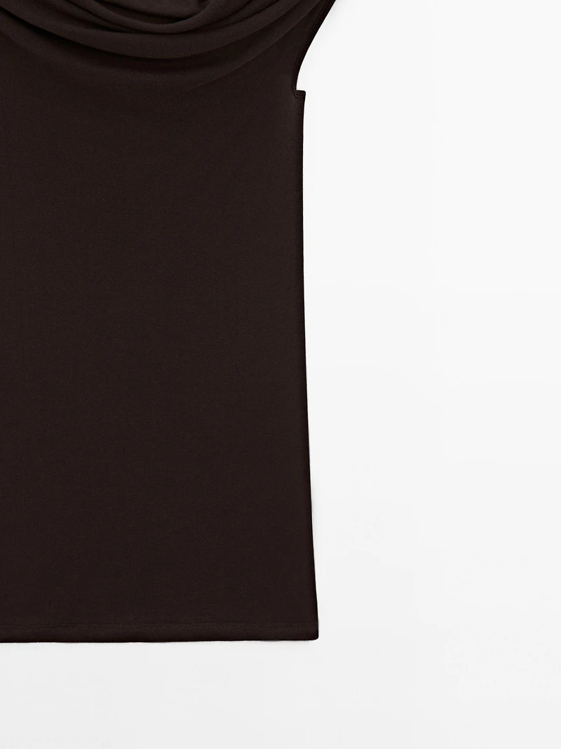 Top à col asymétrique 100 % coton