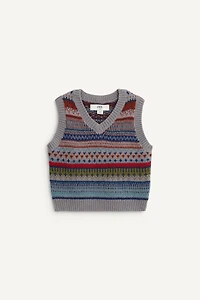 LIMITED EDITION WOOL BLEND GREEK KEY KNIT VEST