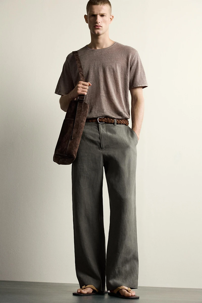 100% LINEN RELAXED FIT KNIT T-SHIRT