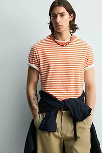 REGULAR FIT STRIPED JACQUARD T-SHIRT