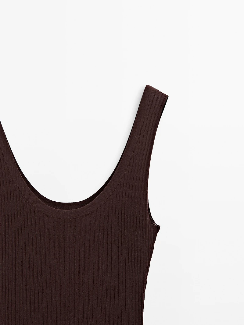 Knit bodysuit with round neckline - STUDIO