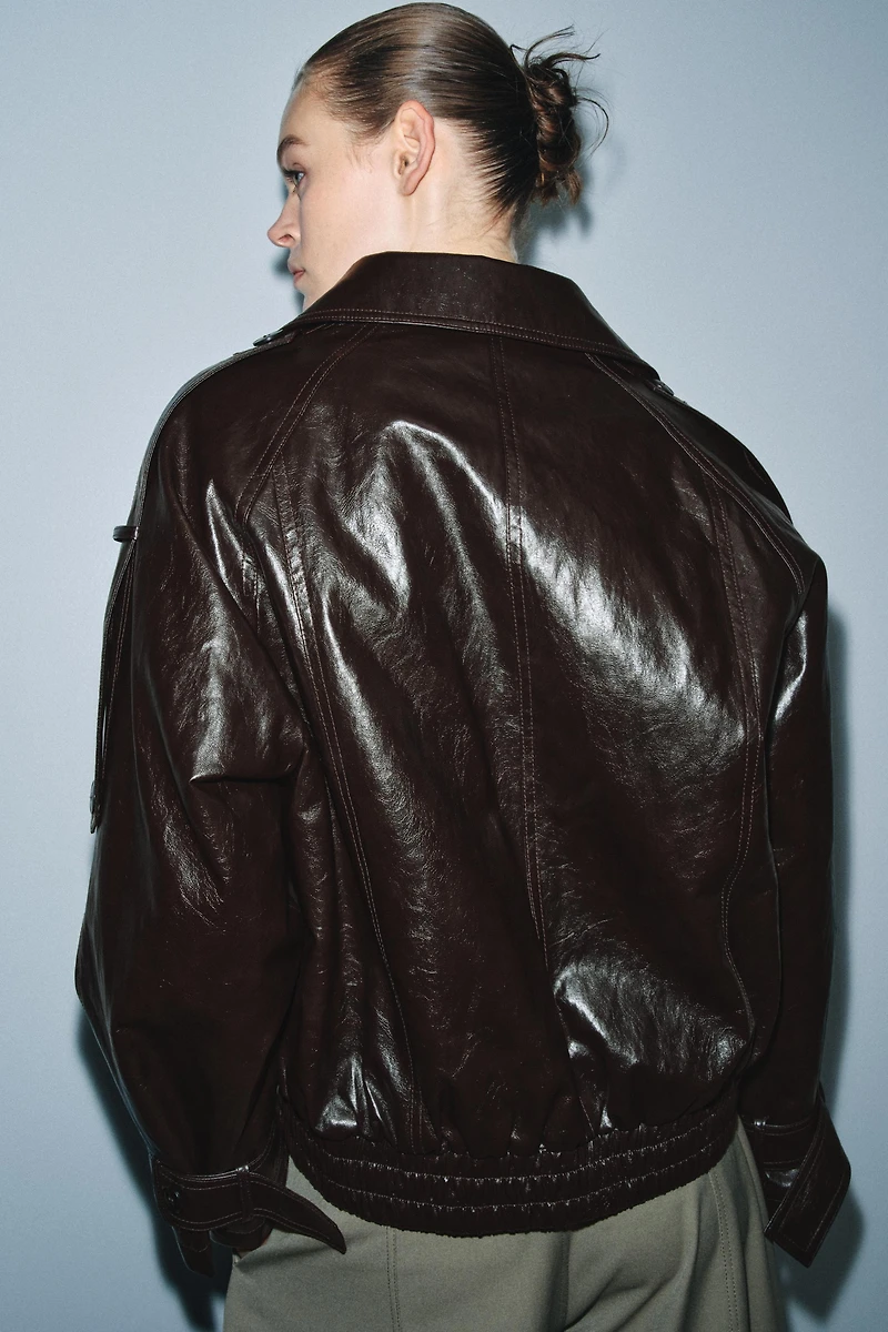 SHINY FAUX FUR COLLAR JACKET ZW COLLECTION