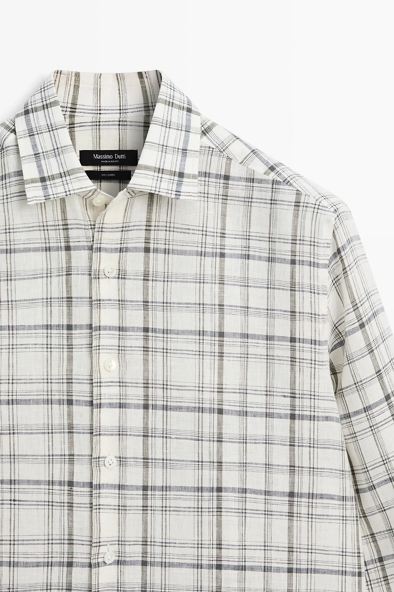 Chemise à carreaux 100 % lin