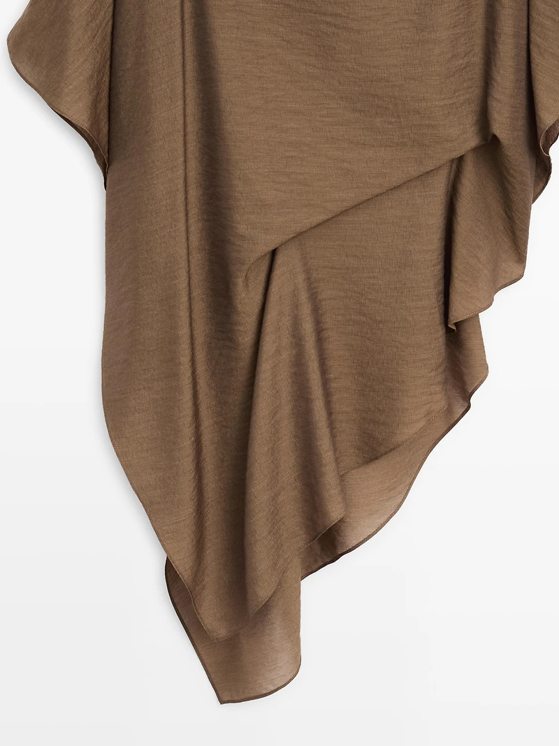 Asymmetric cape-style flowing blouse