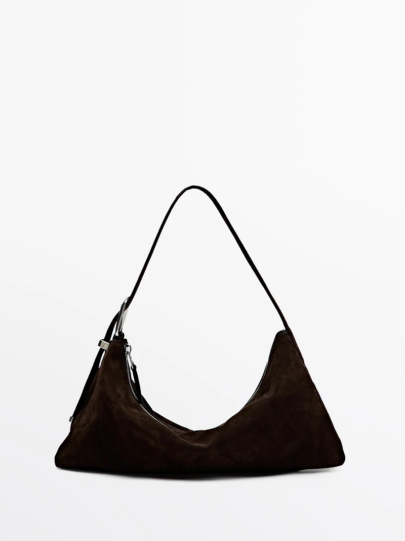 Medium-sized split suede bag