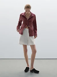 100% linen short Bermuda shorts