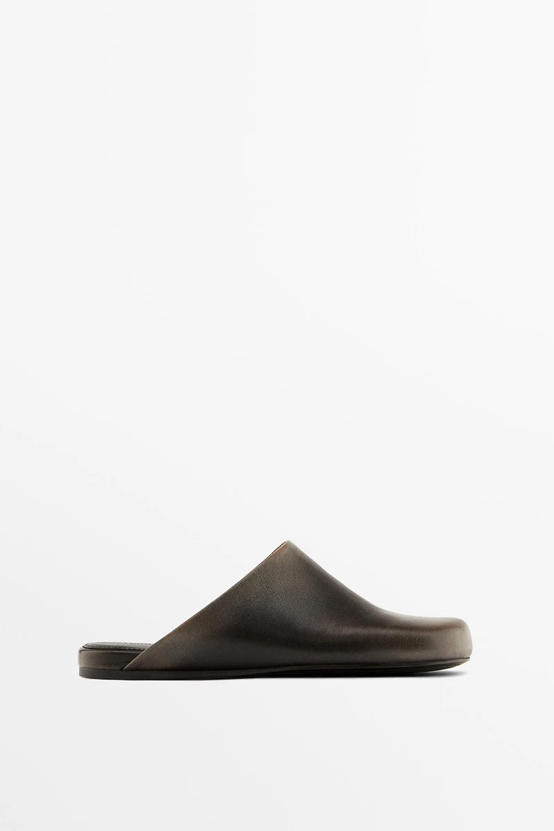 Leather mule clogs