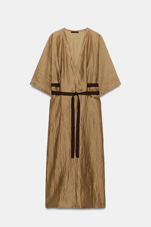 Zara ZW COLLECTION EMBROIDERED LINEN DRESS | Place Rosemre