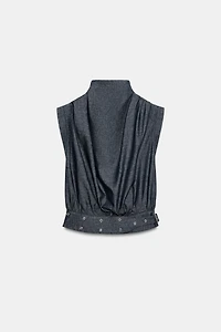 LINEN BUCKLE STUD TOP