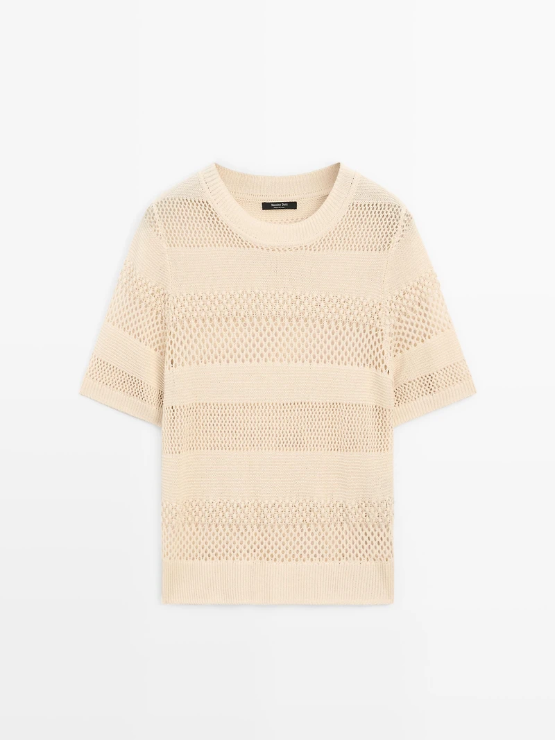 Short sleeve cutwork top