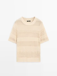 Short sleeve cutwork top