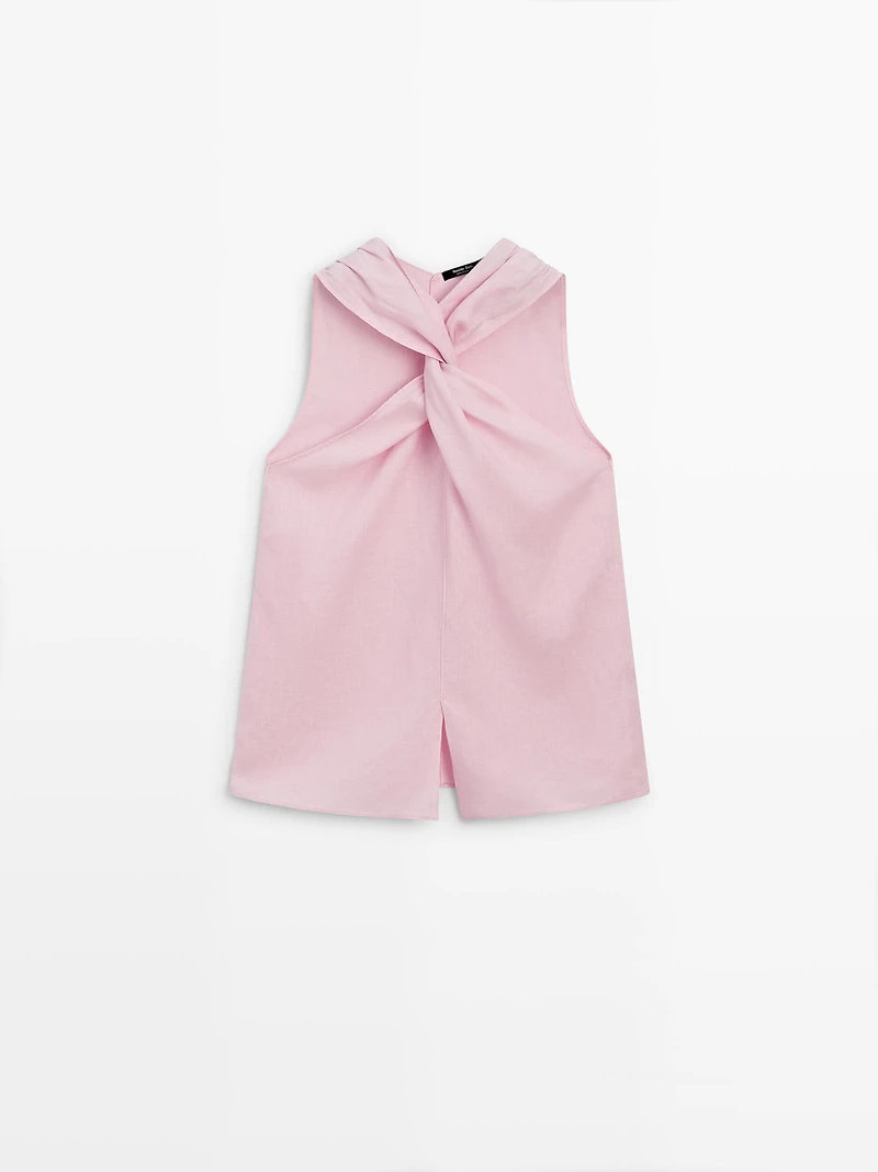100% linen crossover top