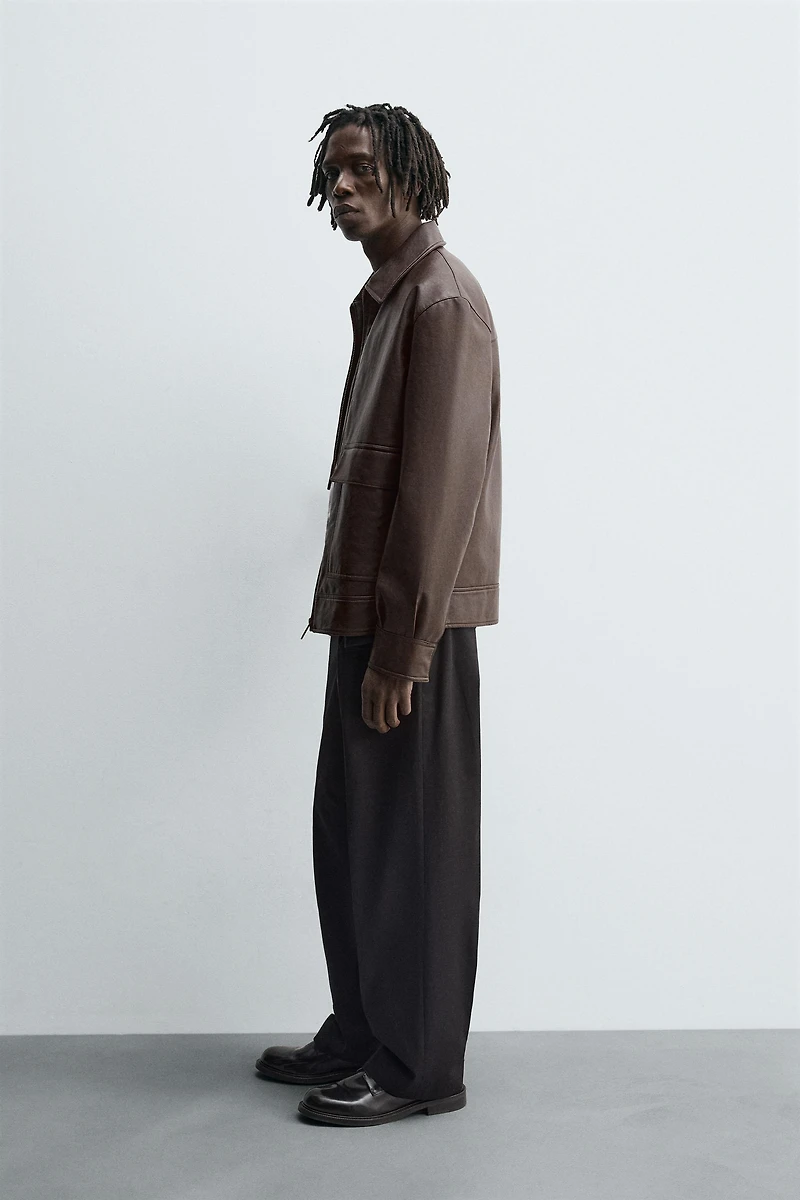 FAUX LEATHER OVERSHIRT