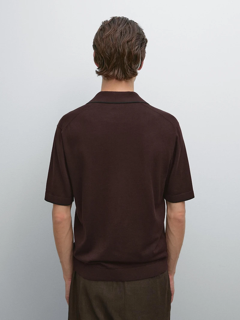 Knit polo shirt with contrast detail