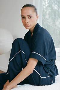 Contrast Piped Trousers