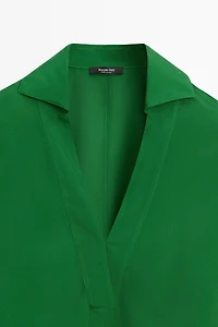 Long sleeve flowing polo shirt