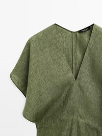 Short sleeve linen midi dress