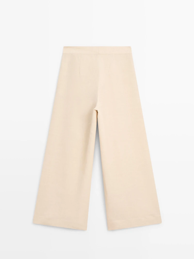 Pantalon large lin à pinces