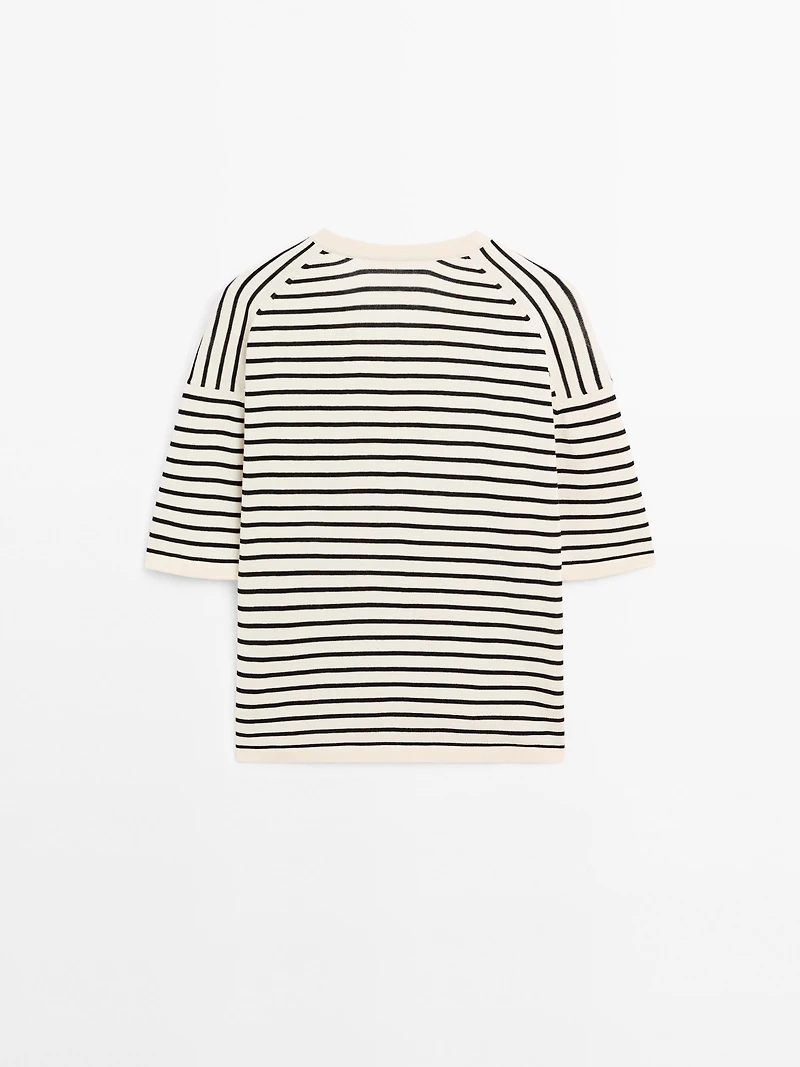 Striped V-neck sweater