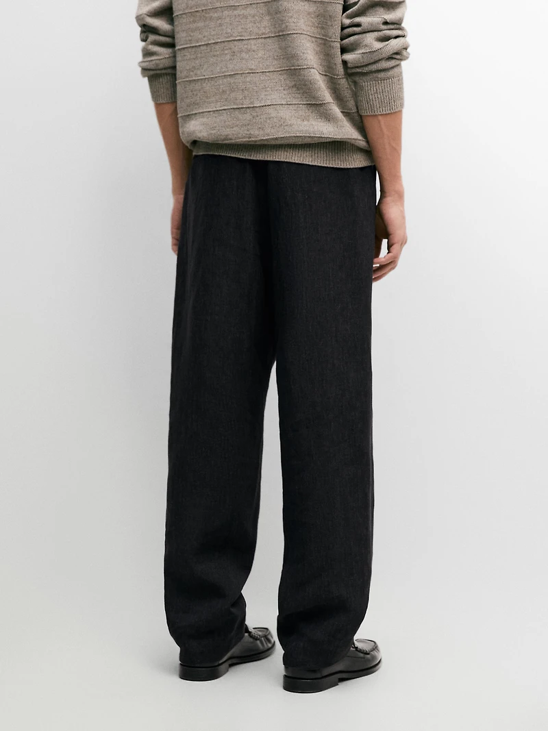 Pantalon chiné total look lin