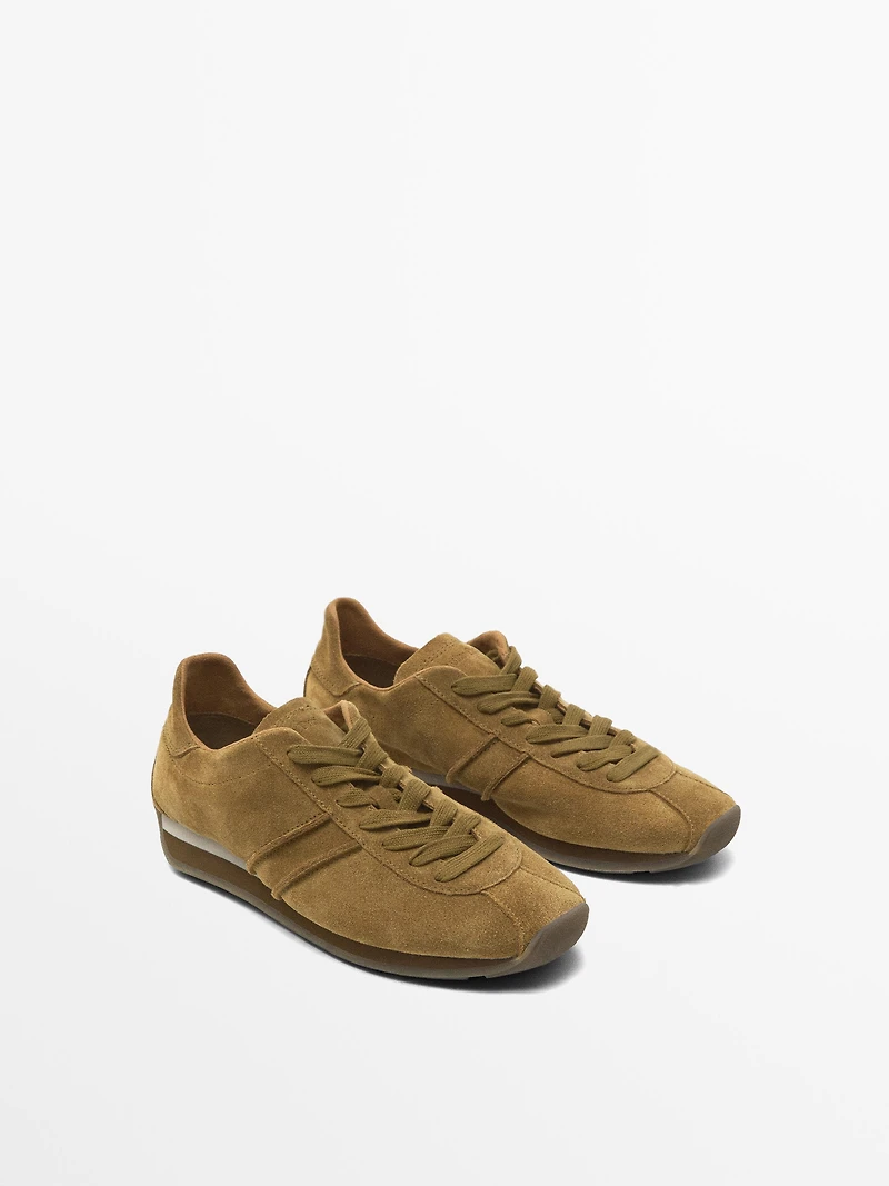 Split suede trainers