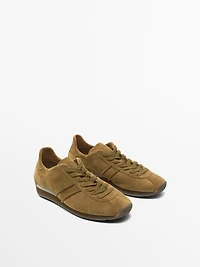 Split suede trainers