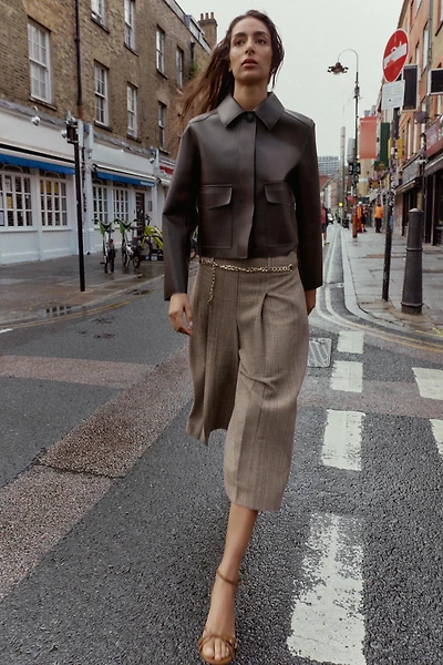 HOUNDSTOOTH BELTED LONG SHORTS