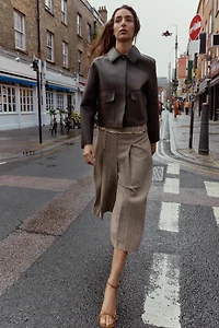 HOUNDSTOOTH BELTED LONG SHORTS