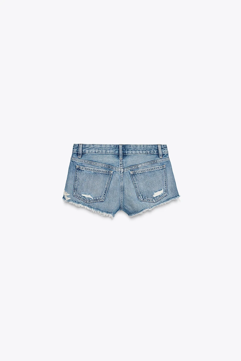 SHORT EN JEAN TRF DÉCHIRÉ TAILLE MI-HAUTE