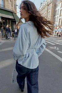 PLEATED POPLIN SHIRT