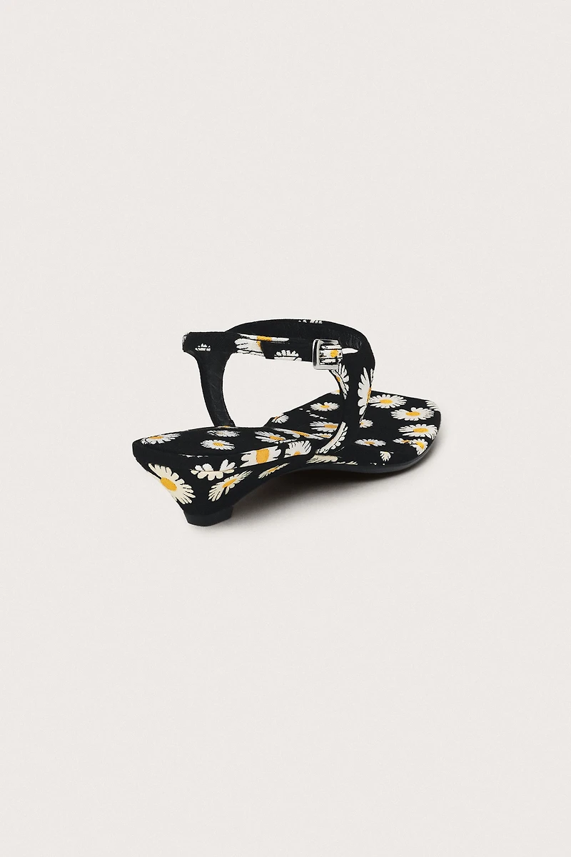 LIMITED EDITION PRINTED KITTEN HEEL SANDALS