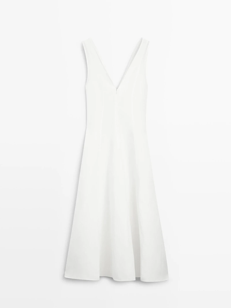 Flowing linen blend midi dress